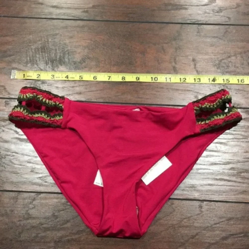 NWT BECCA Medina Split Tab Crochet Swim Bottom
